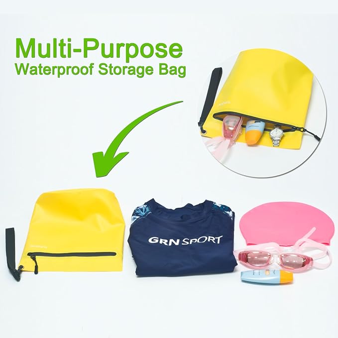 Water-resistant Zipper Pouch 2 Pack, Multi-Purpose Storage Bag Gear Bag for Outdoor Travel Beach Pool Fishing Dirty Clothes Wet Swimsuits (Army Green+Yellow)