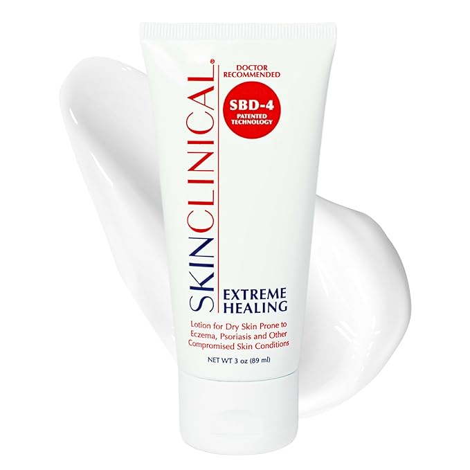 Extreme Healing, Non-Sticky, Fast-Absorbing Lotion For Dry Skin with Eczema and Psoriasis, Fragrance Free Lotion with Patented Ingredient SBD-4, Soothing Relief for Hand and Body, 3 Oz