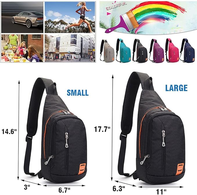 Peicees Small Sling Backpack Waterproof Unisex Shoulder Bag Chest Crossbody Daypack