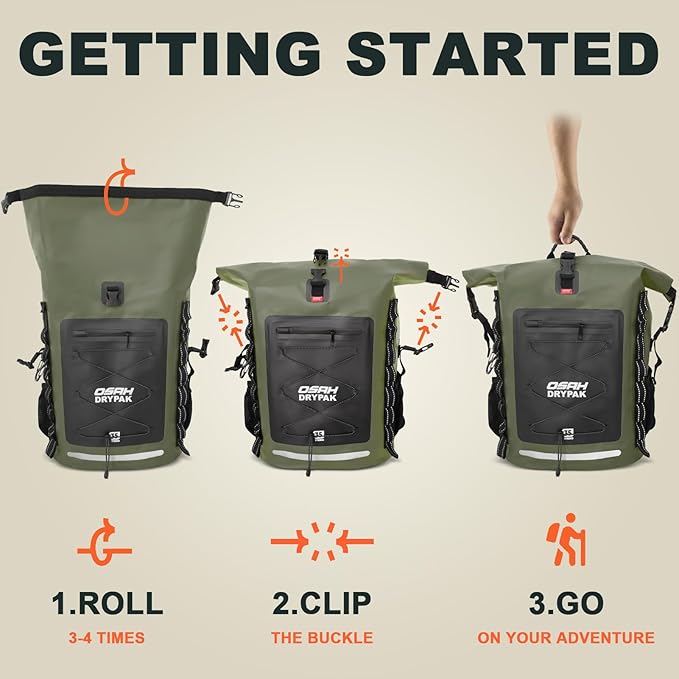Waterproof Backpack Dry Bag 35L/55L ā Heavy Duty Roll-Top Hiking Backpack for Travel, Kayaking, Boating, Camping, Rafting and Fishing