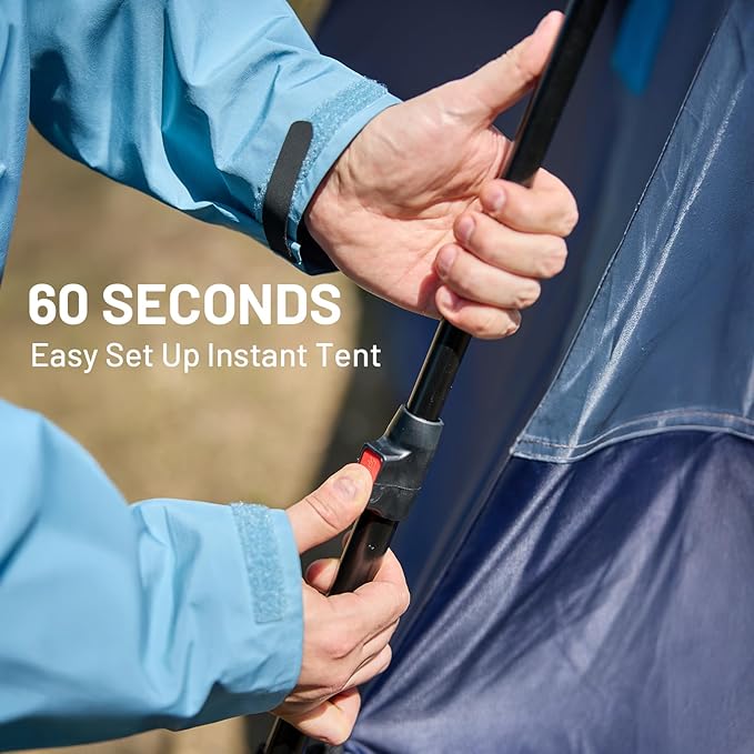 TIMBER RIDGE 6 Person Blackout Camping Tent, 60s Easy Setup Instant Cabin Tent for Family with Rainfly, Water-Resistant, 9' x 9' x 72" for Outdoor Adventures Gatherings