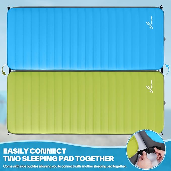 Sportneer Self Inflating Sleeping Pad, 4" Ultra-Thick Elasticity Foam Sleeping Mats for Camping, 4-Season Insulated Durable Camping Mat Air Mattress for Car Travel Tent Home