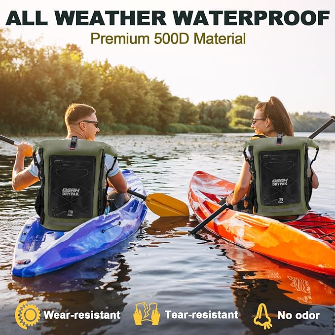 Waterproof Backpack Dry Bag 35L/55L ā Heavy Duty Roll-Top Hiking Backpack for Travel, Kayaking, Boating, Camping, Rafting and Fishing