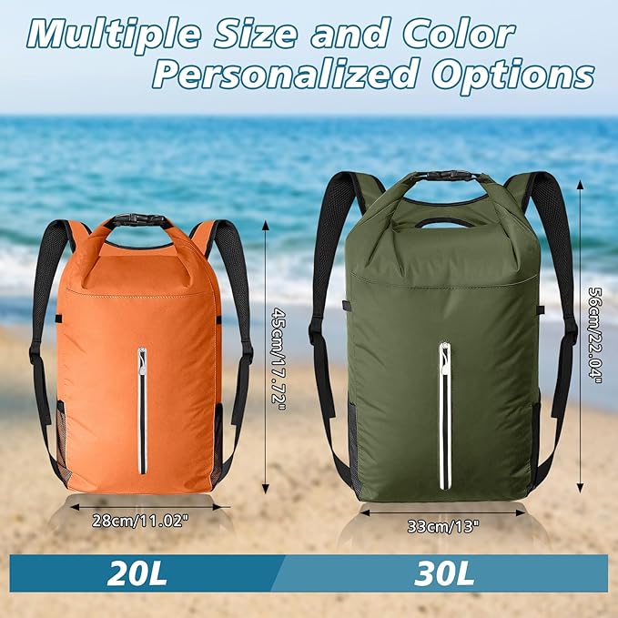 Waterproof Backpack 20L/30L, Lightweight Floating Waterproof Dry Bag with Reflective Strips, Great for Kayaking, Water Parks, Camping, Rafting, Wild Fishing