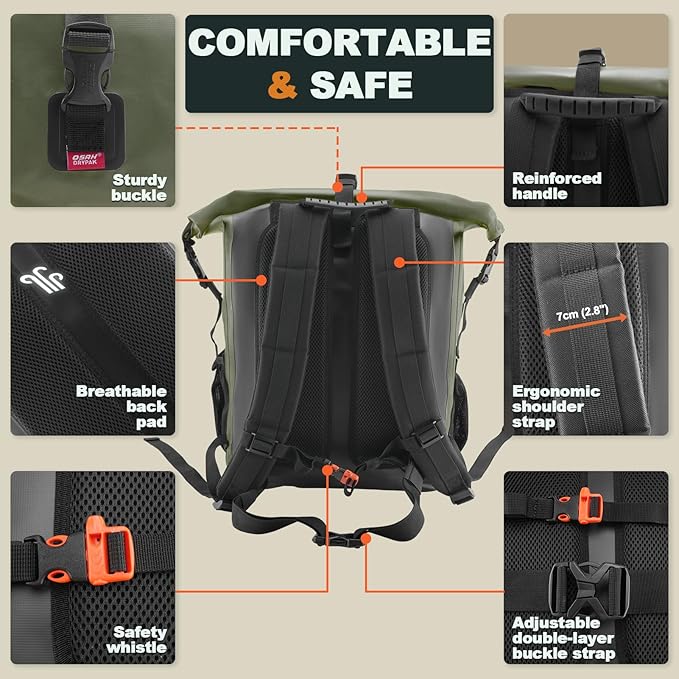 Waterproof Backpack Dry Bag 35L/55L ā Heavy Duty Roll-Top Hiking Backpack for Travel, Kayaking, Boating, Camping, Rafting and Fishing