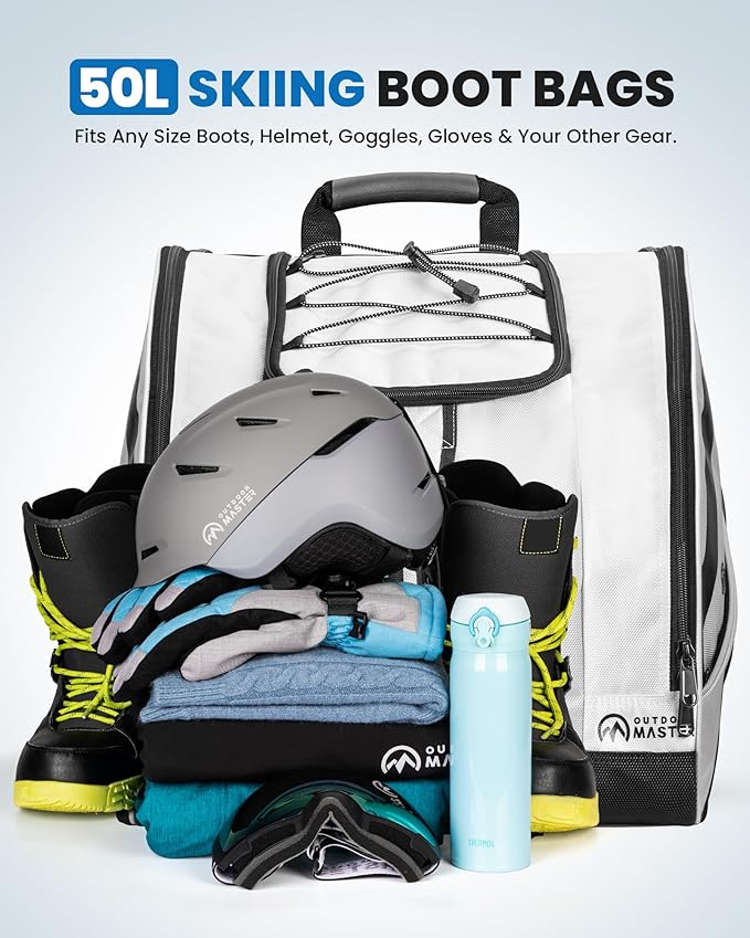 OutdoorMaster Boot Bag - 50L Ski Boots and Snowboard Boots Bag, Excellent for Travel with Waterproof Exterior & Bottom - for Men, Women and Youth