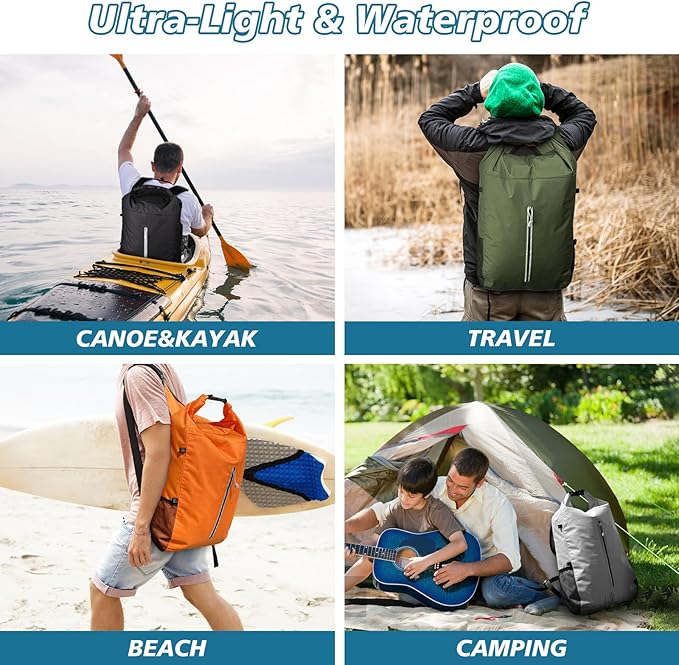 Waterproof Backpack 20L/30L, Lightweight Floating Waterproof Dry Bag with Reflective Strips, Great for Kayaking, Water Parks, Camping, Rafting, Wild Fishing