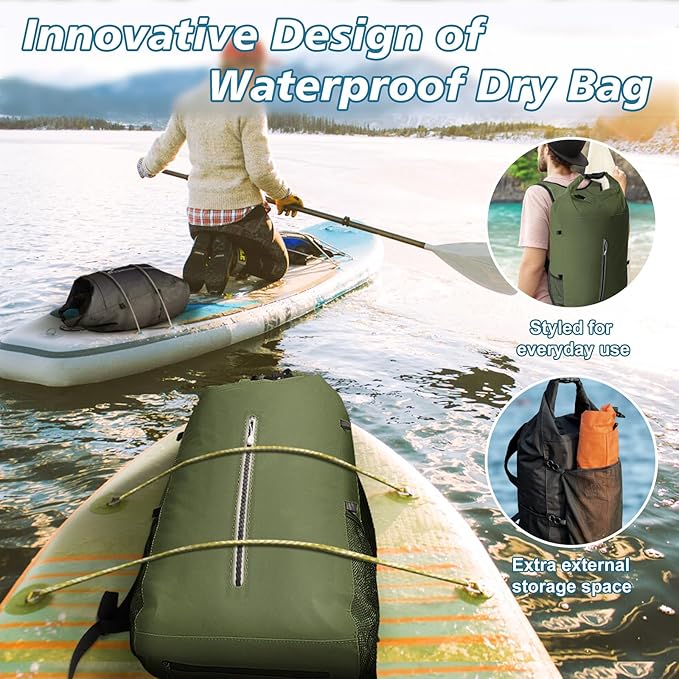 Waterproof Backpack 20L/30L, Lightweight Floating Waterproof Dry Bag with Reflective Strips, Great for Kayaking, Water Parks, Camping, Rafting, Wild Fishing