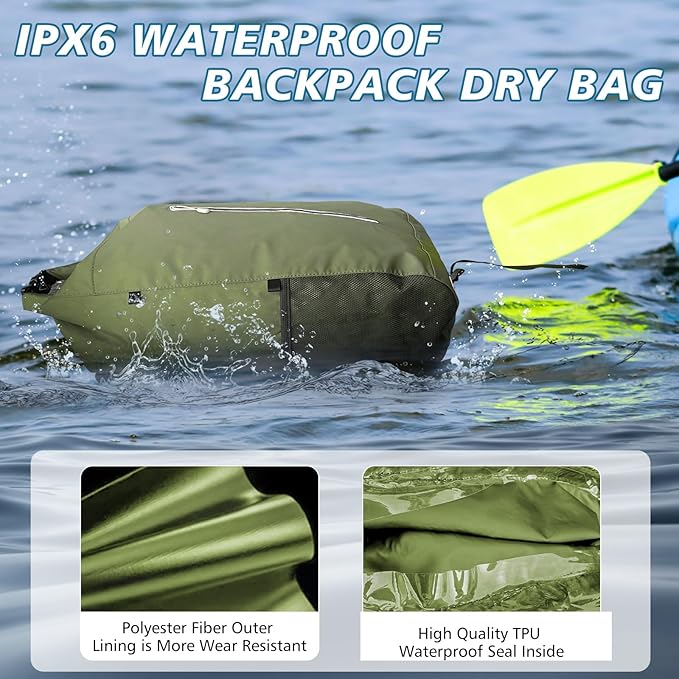 Waterproof Backpack 20L/30L, Lightweight Floating Waterproof Dry Bag with Reflective Strips, Great for Kayaking, Water Parks, Camping, Rafting, Wild Fishing
